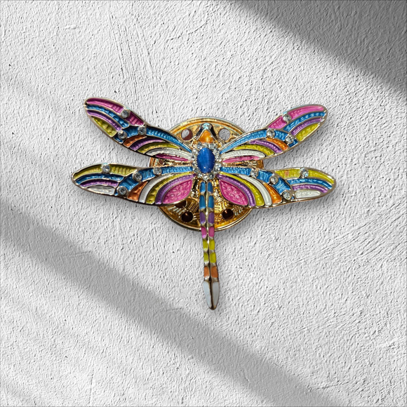 Unbranded Jewelry - Fashion Gold Tone Multicolor Magnetic Dragonfly Brooch Pin
